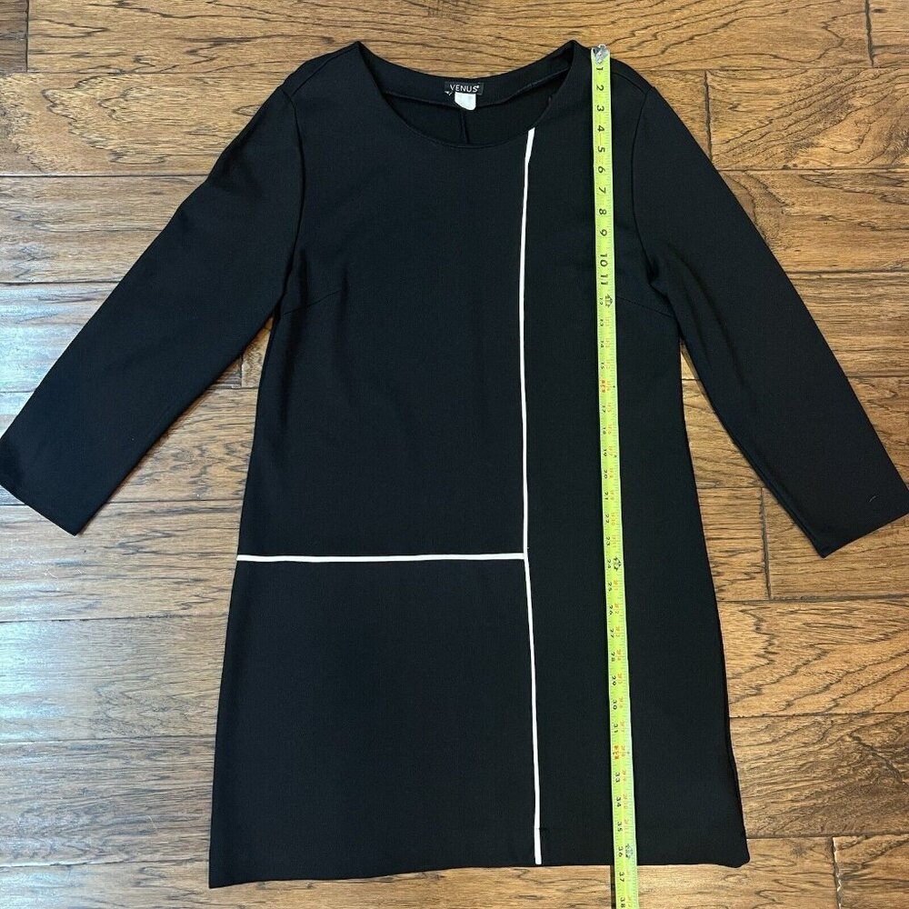 Venus Black Dress Women's Size XL X-Large White Long Sleeves Classic LBD - Picture 5 of 14